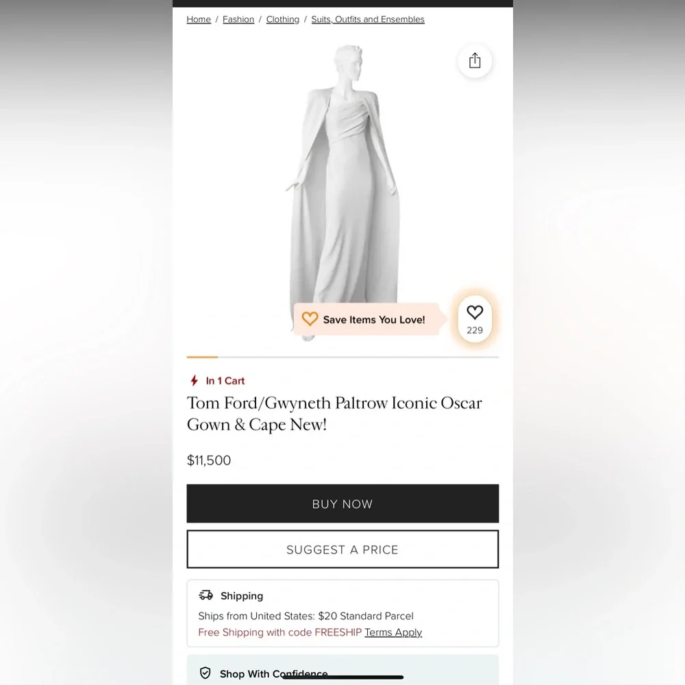 ✨ Iconic TOM FORD Gwnyeth Paltrow Oscar Ivory Silk Gown / Asymmetrical neck ✨ - Picture 5 of 8
